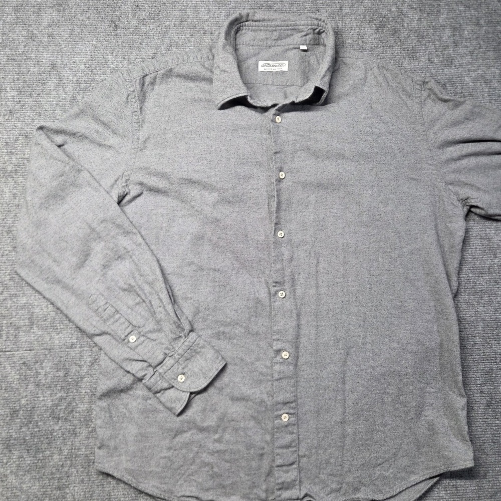 Piattelli Barneys New York Men's XL Brushed Cotton Soft Gray Button Up Shirt